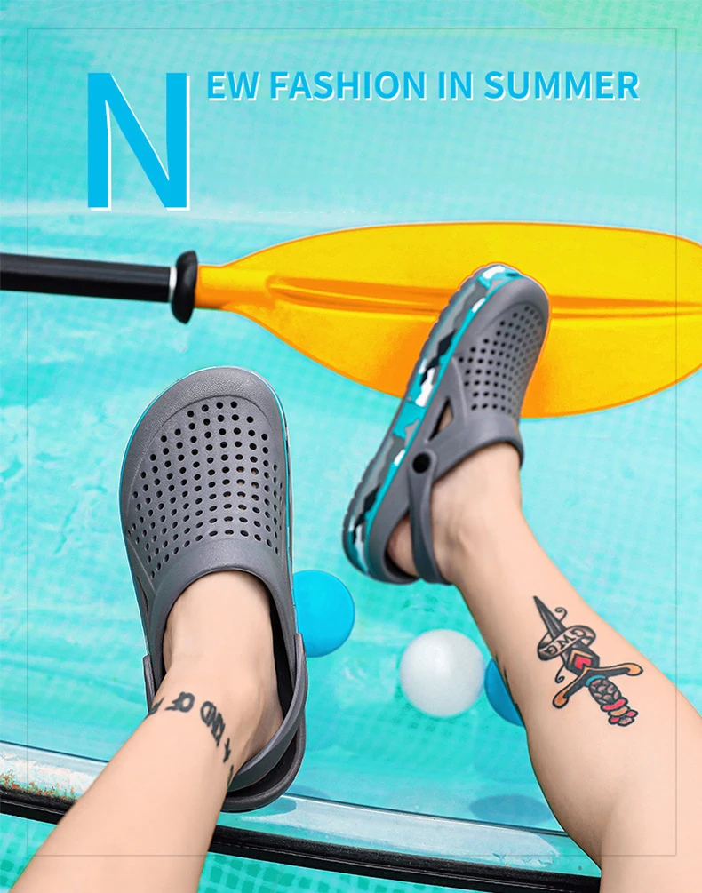 Herren-Slipper für den Sommer, Atmungsaktive Outdoor-Sandalen, Kühlende Outdoor-Fußbekleidung, Rutschfeste Strand-Slipper, Straight Drag – Detail 3