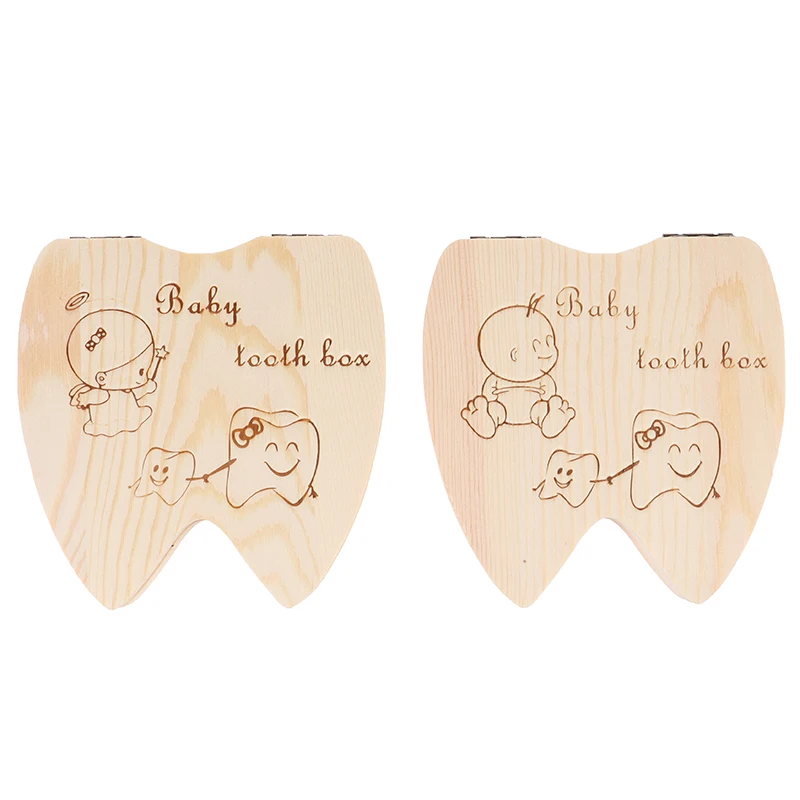 Baby Boys Girls Keepsake Wood Tooth Fairy Box Milk Teeth Organizer Storage Box