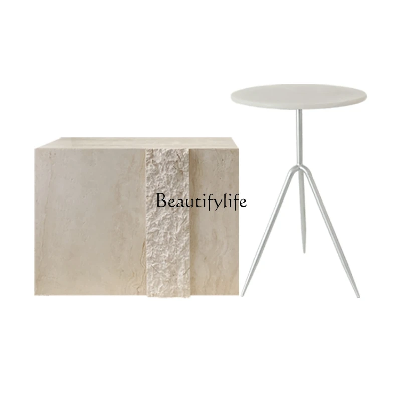 High-Grade Natural Transparent Jade Creative Sofa Side Table Combination Metal Corner Table