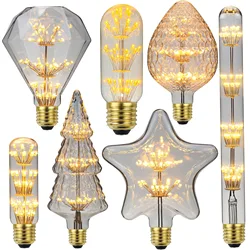 TIANFAN E27 Edison Led Bulb Retro Firework Starry 3W 2200Kelvin Warmth Glow Special Shaped Decorative Light Bulb AC85-265V
