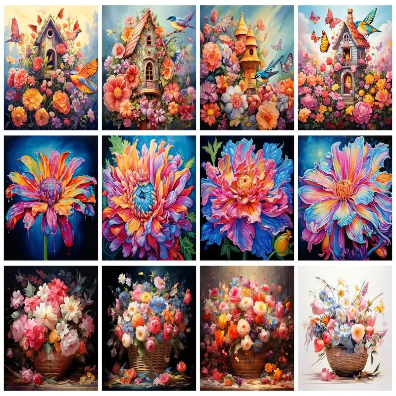 

RUOPOTY DIY Diamond Painting Flower Bird Embroidery Animal Full Square/Round Mosaic Needlework Wall Art Cross Stitch Kits