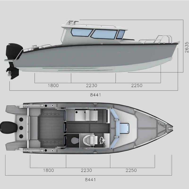 Multifunctional 8m Blade Craft Ambulance Rescue Pilot Patrol Speed Cabin Cruiser Yacht Fishing Vessel Boat