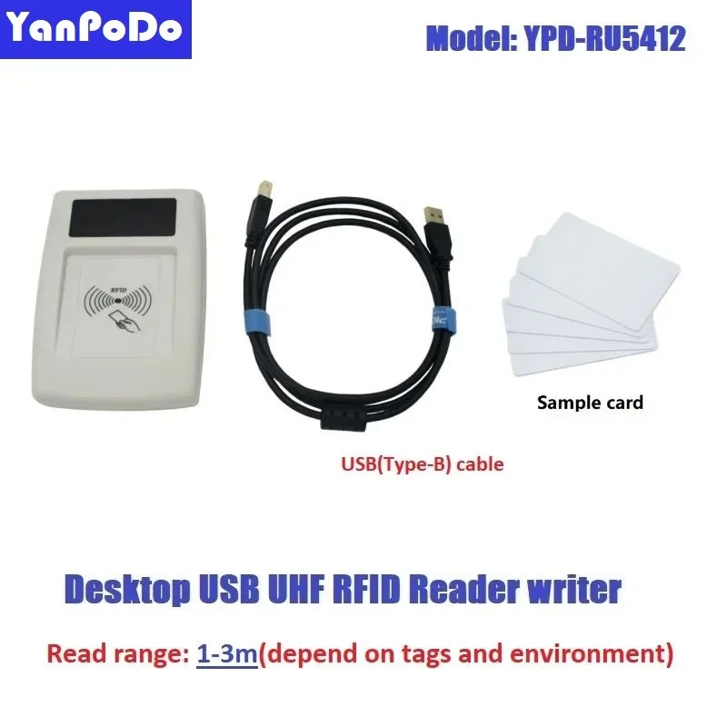 Yanpodo 0-3M 860-960Mhz Portable Desktop UHF RFID Reader Keyboard HID USB RFID Writer UHF Type-B Interface with APK and SDK