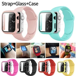 Cinturino in Silicone + custodia per cinturino Apple Watch 44mm 40mm 45mm 41mm 49mm 42mm 38mm 44 45 Mm bracciale Iwatch Ultra Series 7 Se 3 4 5 6 8