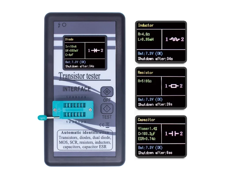 ESR M328 Transistortester mit Farbbildschirm Grafikanzeige M328 Transistormessgerät: Widerstandsmessgerät, Induktivitätsmessgerät, Kapazität