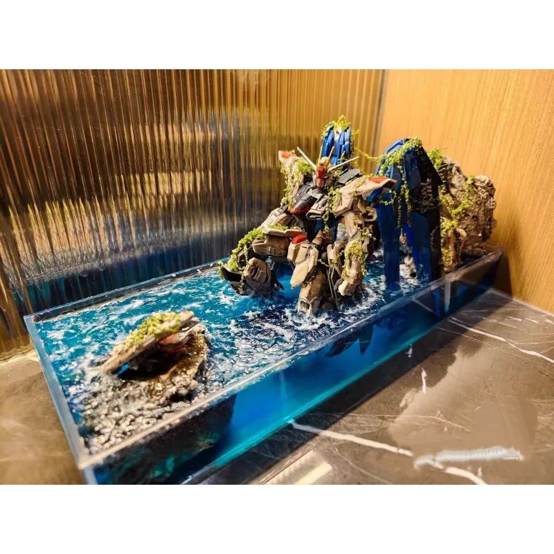 New Gundam Fish Tank Aquascape DIY! Urban Ruins Battle Damage Scene, Free Winged Gundam. Model Figure, Wasteland Sci-Fi Desk