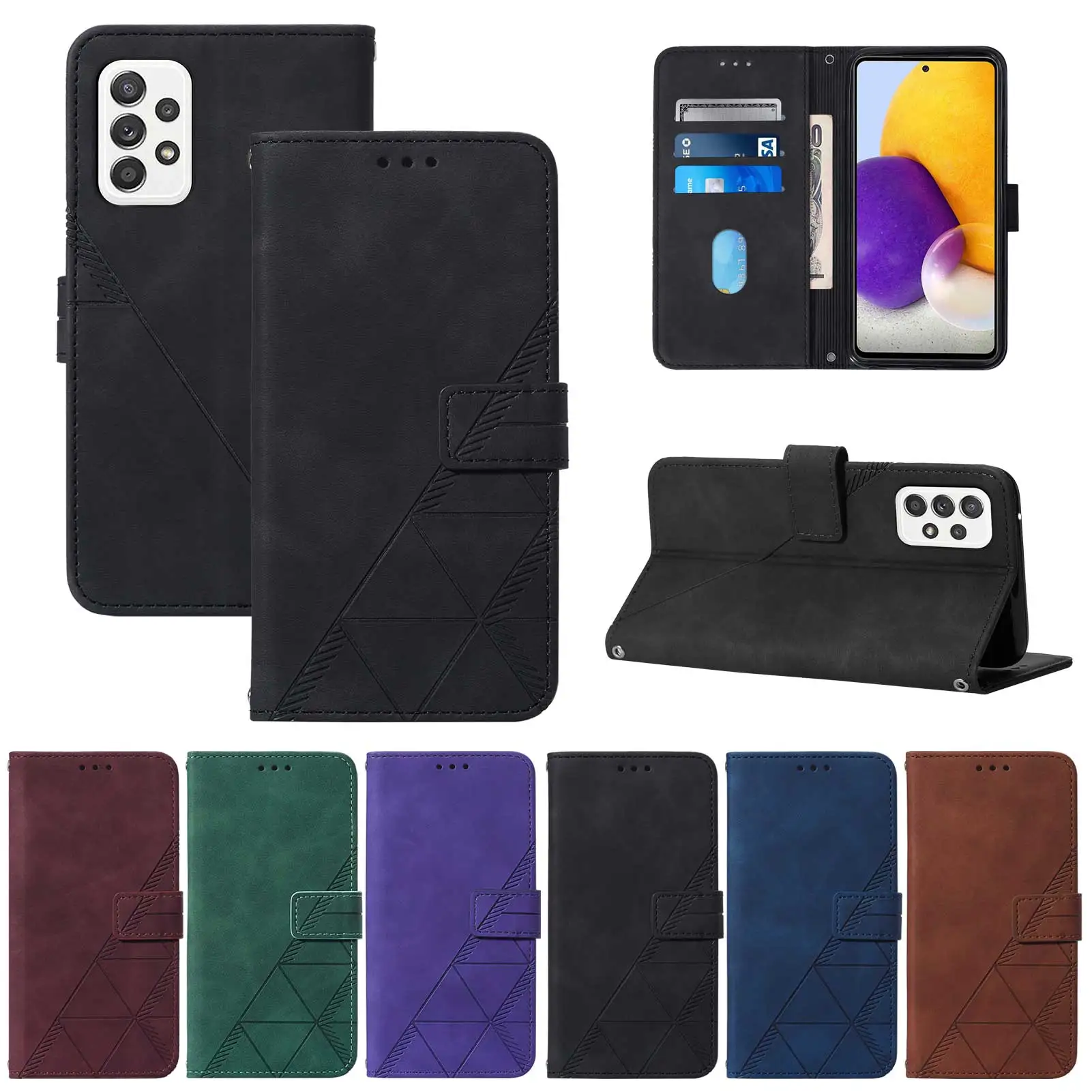 Étui portefeuille en cuir à rabat magnétique, cadre de carte antichoc, étui de téléphone pour Samsung Galaxy A72 A52S A52 A42 A32 A22 A02S A02