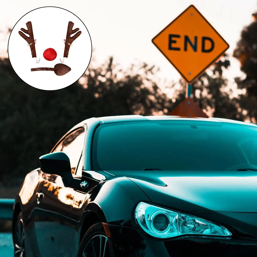 مجموعة واحدة من لوازم ديكور سيارة عيد الميلاد، زينة رنة رائعة لجميع المركبات، مستلزمات حفلات عيد الميلاد، غزال سيارة عيد الميلاد