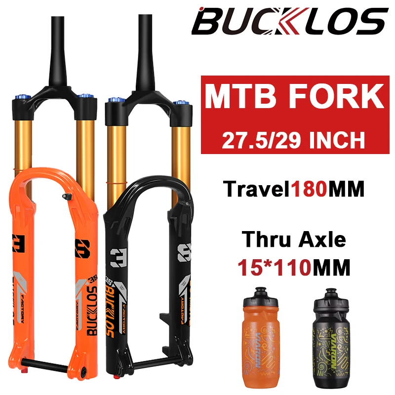 

BUCKLOS MTB Fork 27.5 29inch Air Suspension 29 Mtb 38mm 15*110mm E-Bike Fork Air Suspension Mountain Bike Forks Fit ENDURO