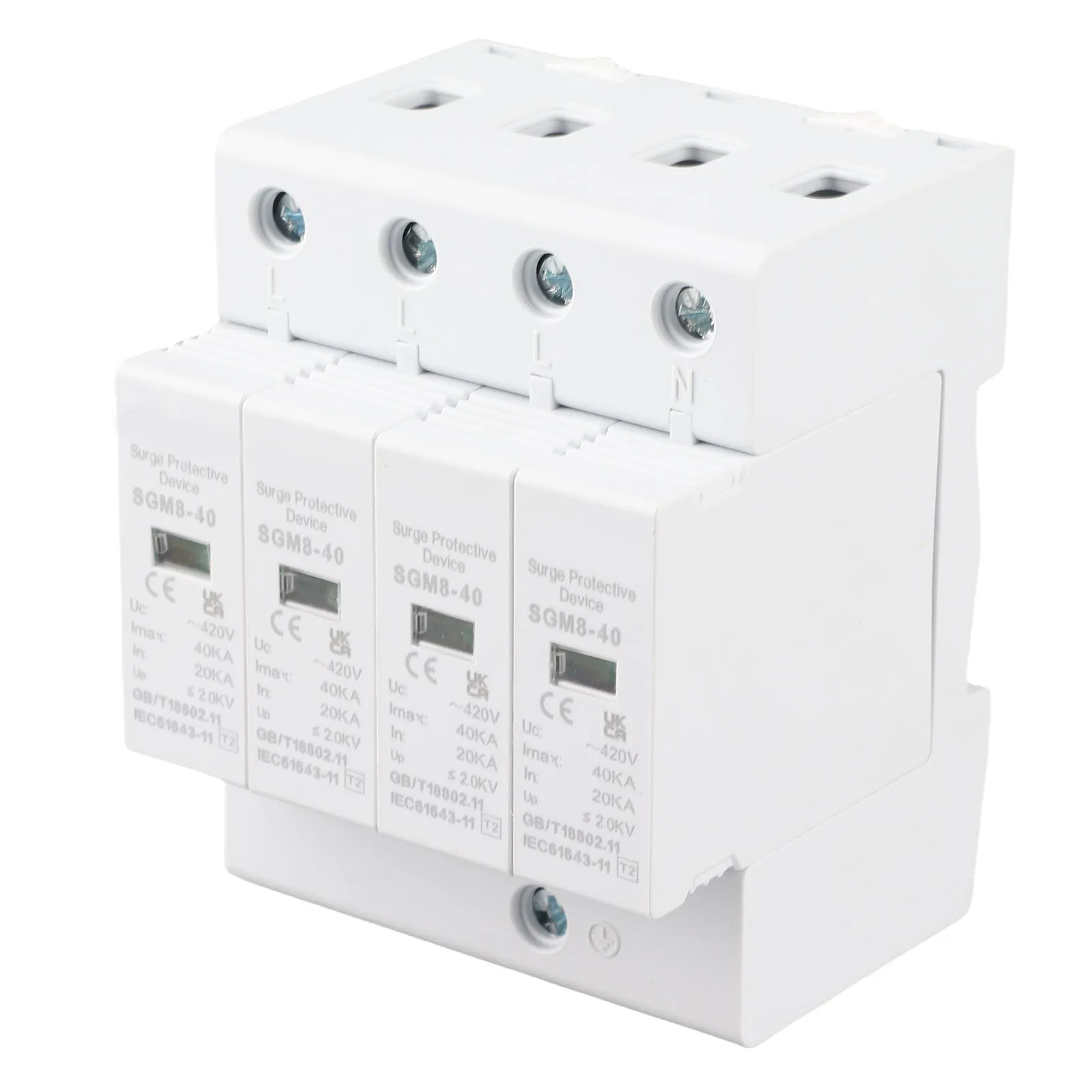 House  Protector Arrester Device 4P 40KA House  Din Rail Lowvoltage Protector Arrester Device for Thunder