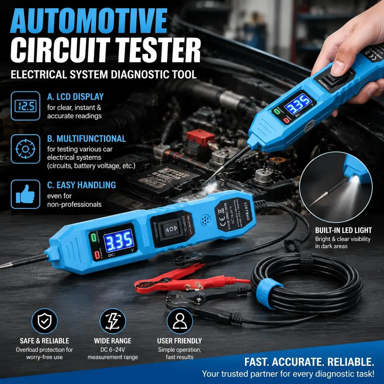 Automotive Diagnostic Tool Short Open Circuit Finder Cable Tracker Digital Wire Tracer Car Electrical Circuit Breaker Tester Locator Professional Breakpoint Fault Diagnosis Device for Truck Vehicle Electrical System Repair Maintenance