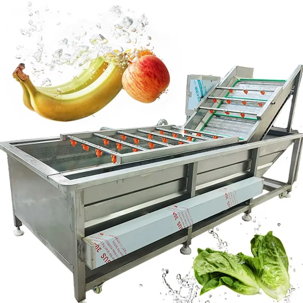 Industrial Fruit Vegetable Bubble Washing Machine Stainless Steel Potato Carrot Stem Leaf Pre-soaking Elevator Washer
