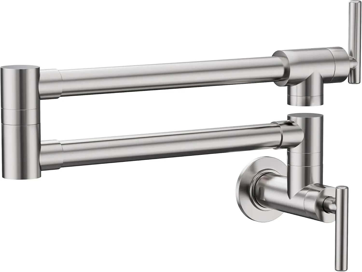 

Brushed Nickel Commercial Wall Mount Pot Filler Faucet for Stove, Durable and Easy Install
