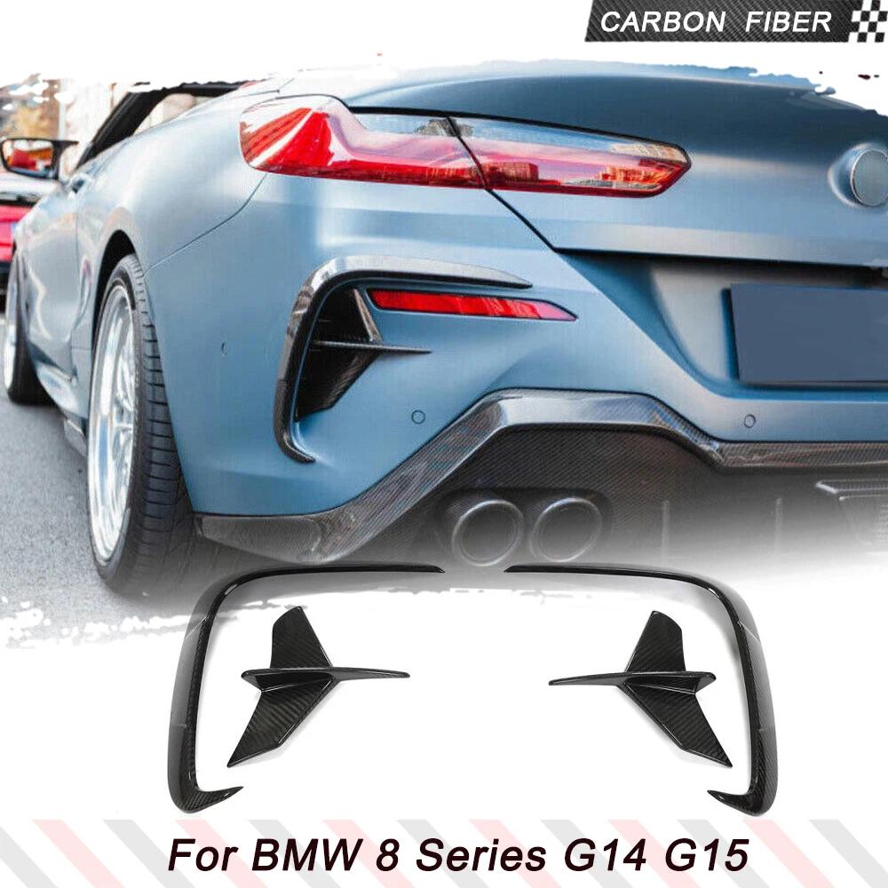 Car Rear Bumper Canards for BMW 8 Series G14 G15 G16 M Sport 2018 - 2021 M850i 4PCS Dry Carbon Fiber Rear Bumper Fins Splitters