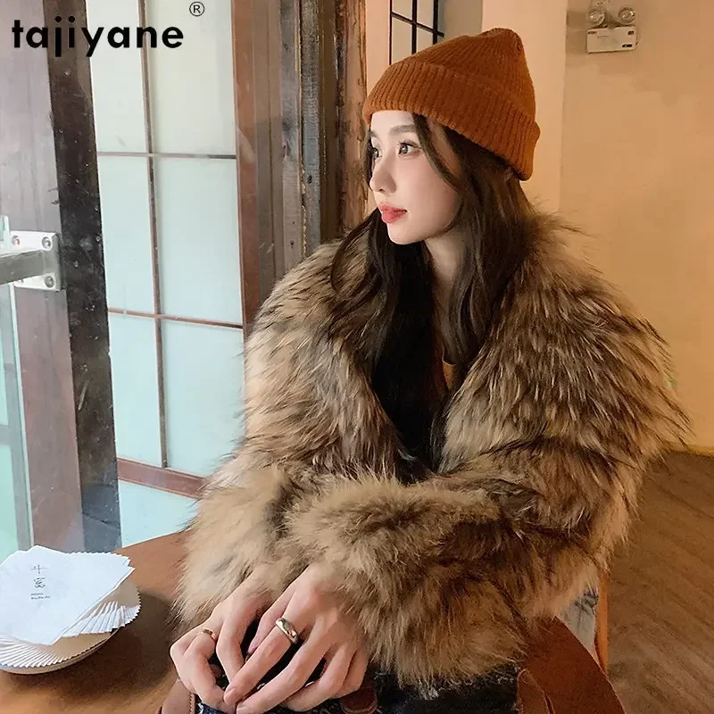 

Tajiyane Real Raccoon Fur Coat for Women Winter High Street Short Fur Jackets for Women Pink Fur Coats Streetwear Abrigo Mujer