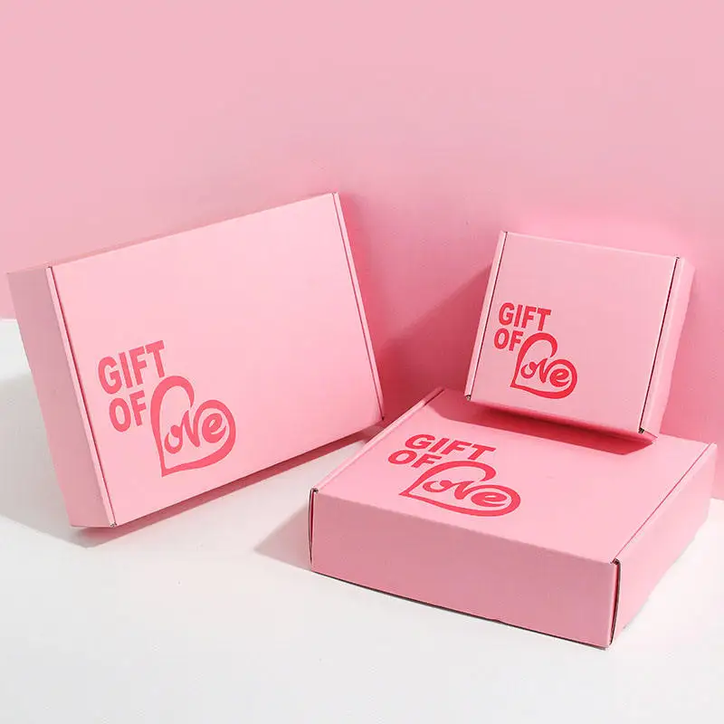 Pink Corrugated Airplane Box Custom Logo Wholesale Personalized Shipping Box for Small Business Gift Packaging Mailer Box