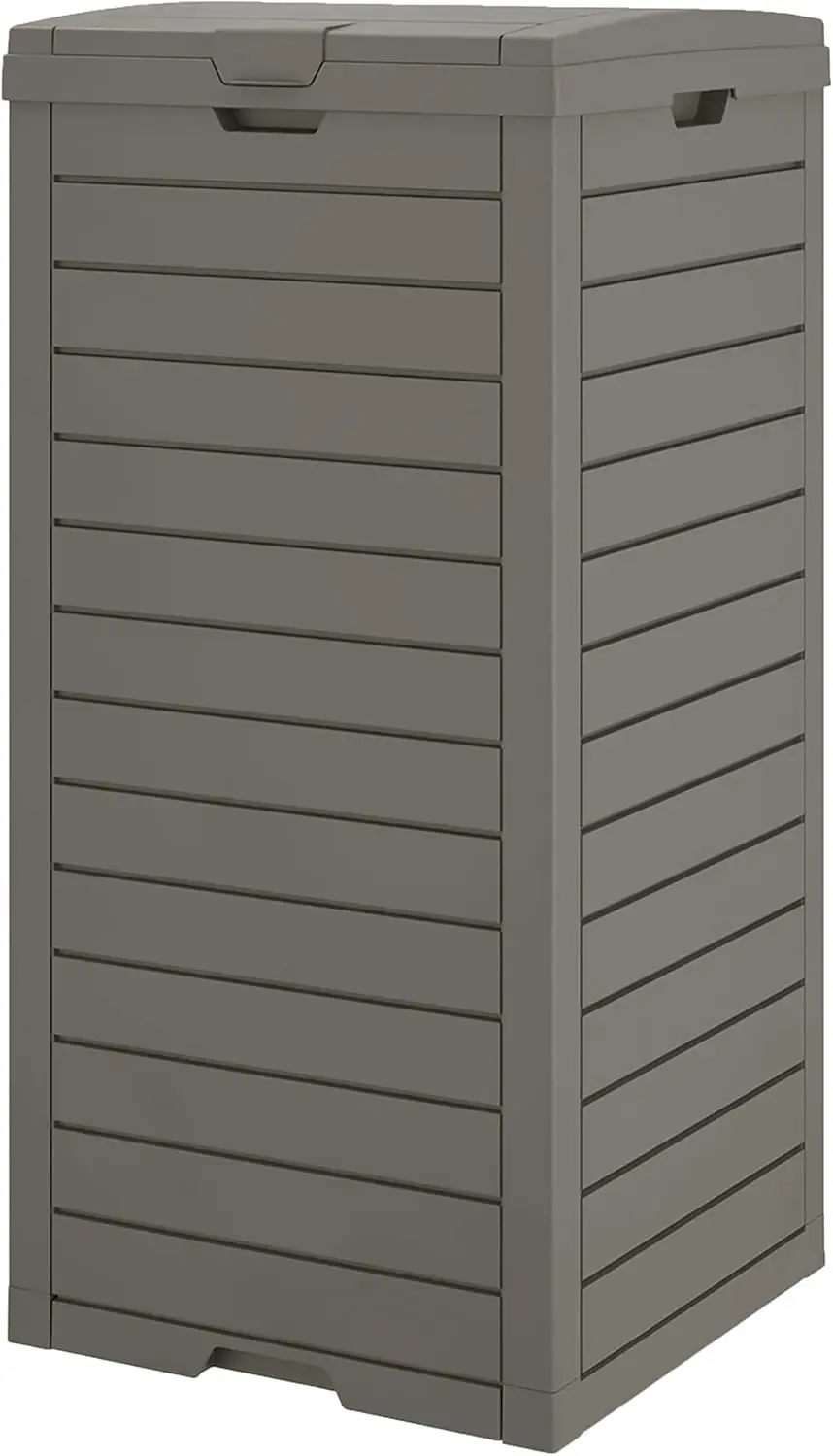 

Уличный мусорный бак на 31 галлон с многоуровневой крышкой и поддоном для сбора воды, водонепроницаемый, из полимерной смолы, для сада, двора, террасы