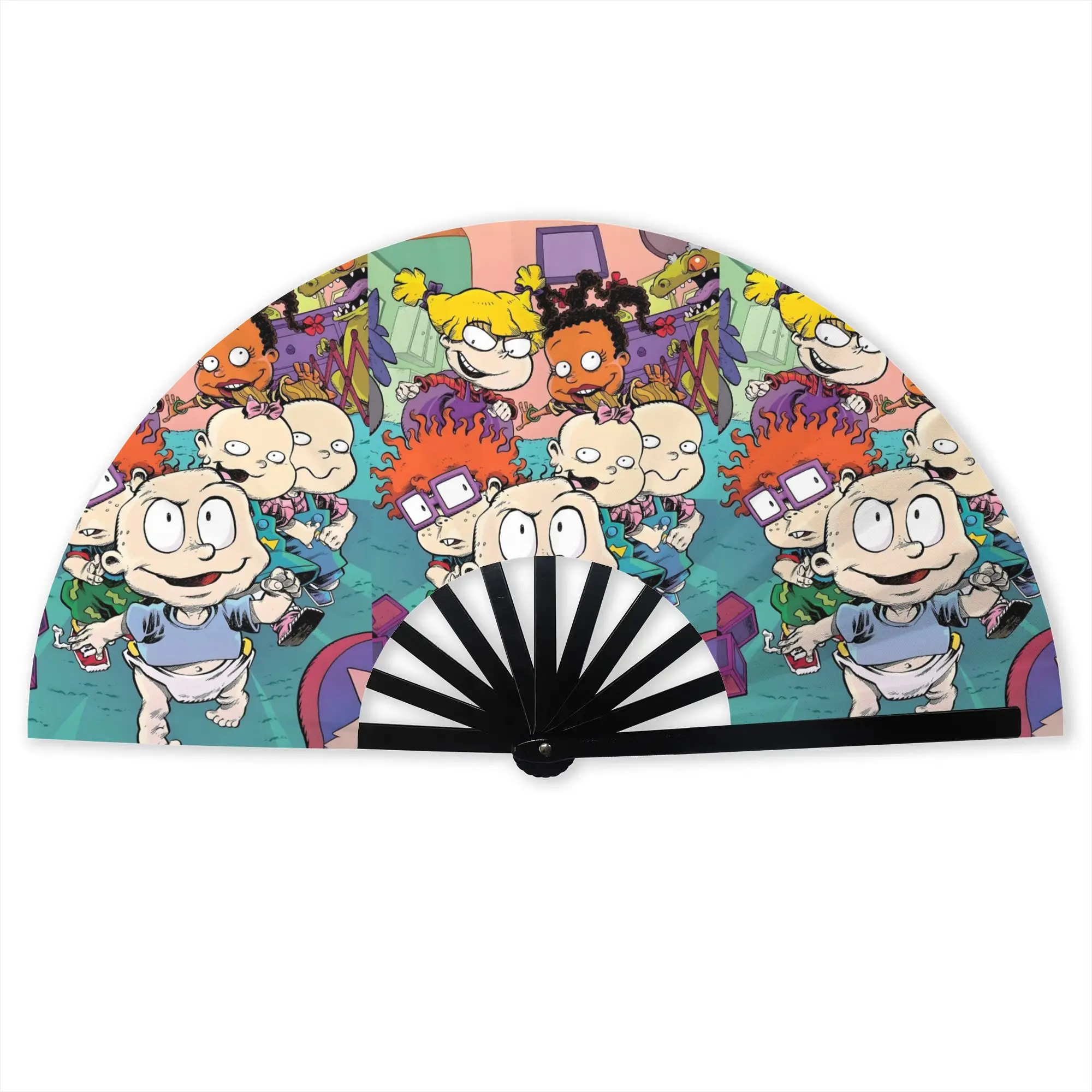 Retro R-Rugrats Traditional Folding Fan Chinese Style  High-Quality Fans Gift  Exquisite Decorative Hand Fan