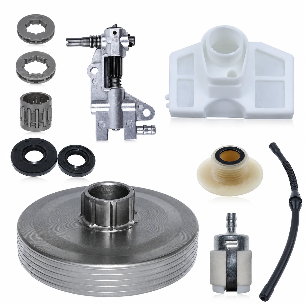 Air Filter Fuel Filter Fuel Line Oil Pump Seal Clutch Drum Kit for Chinese 4500 5200 5800 45cc 52cc 58cc Chainsaw Repair Parts