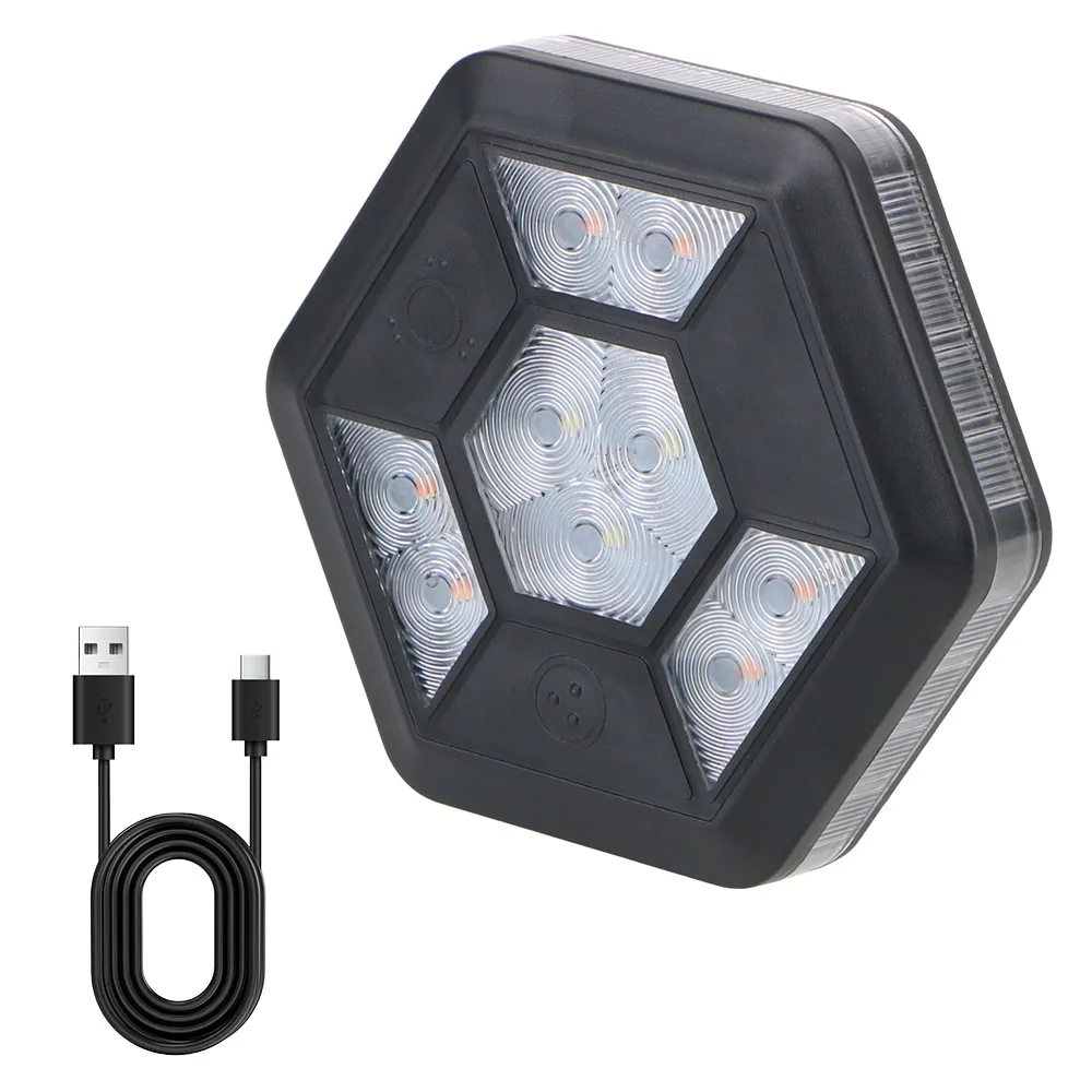 Night Yellow White Flashing Lamp Roof Trunk Lights Magnet Adsorption 360° Rotating COB Warning Light Car Emergency USB Charging