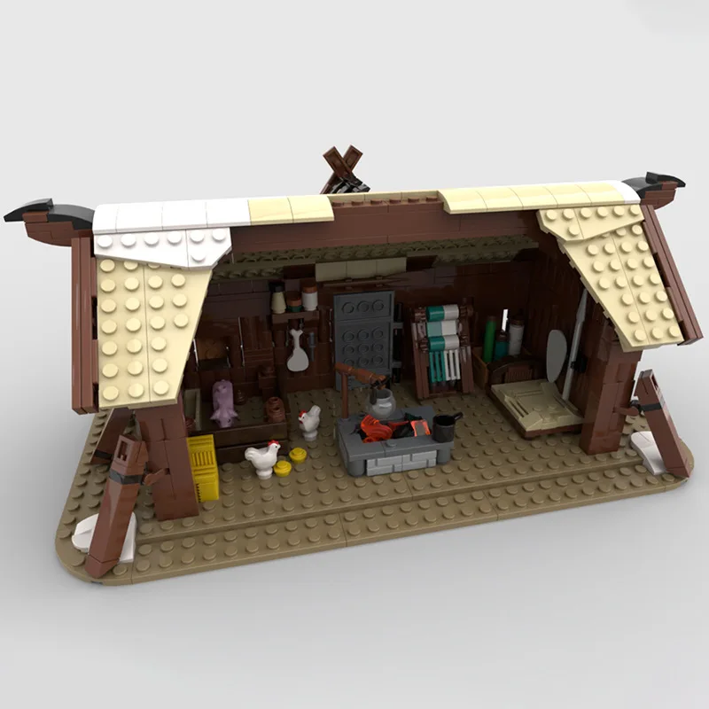 MOC-102557 Médiéval Hiver Viking Village Maison Modèle Mead Hall Construction nuits Kit DIY Jouets pour Enfants Cadeau D'anniversaire 641 PCS