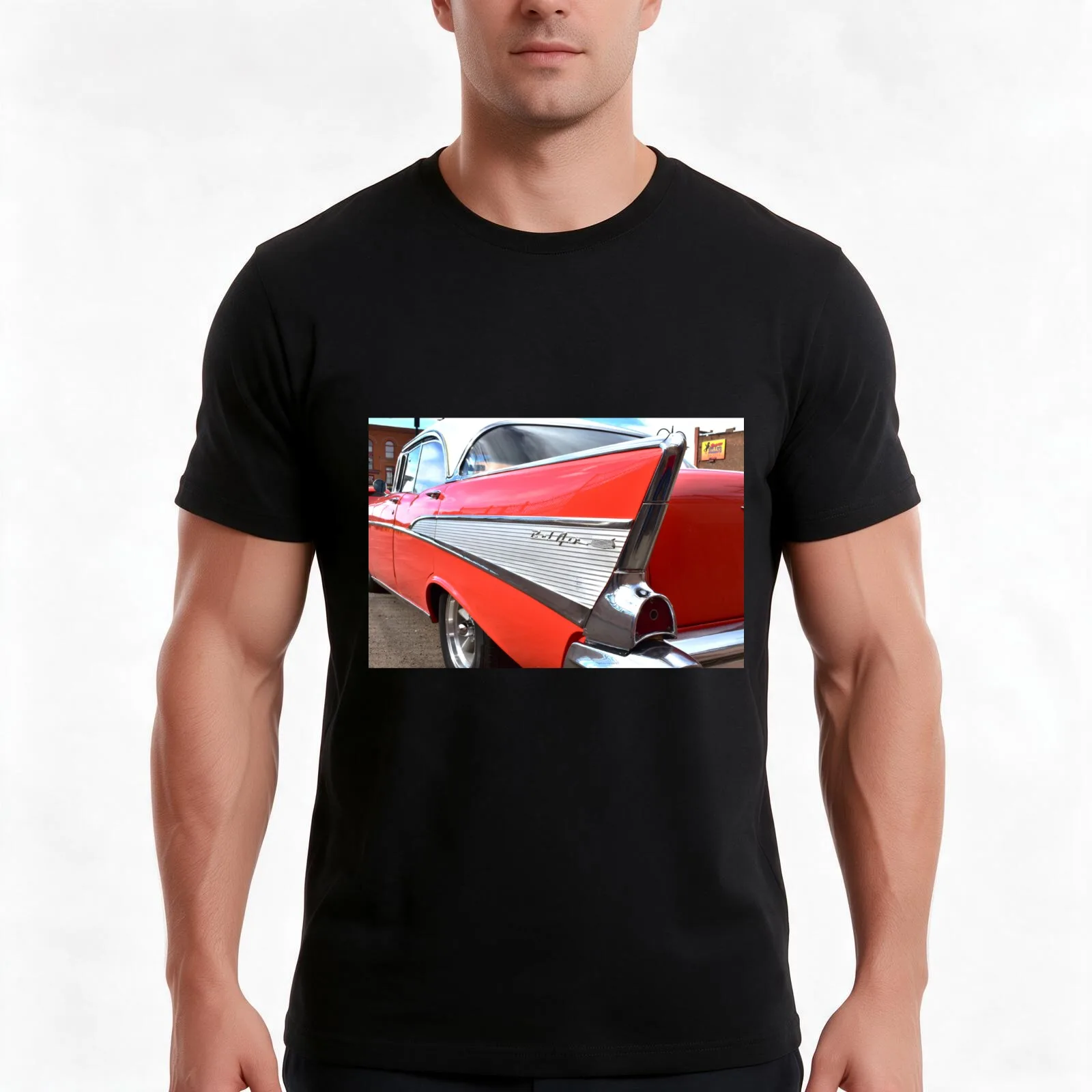 Classic Fins T-Shirt, Summer Casual Cotton Tee, Oversized Streetwear Tops, Vintage Graphic Print, Loose Fit Short Sleeve