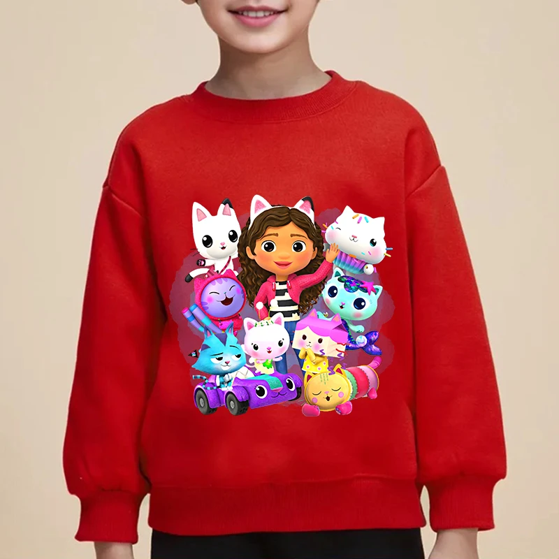 Cute Gabby's Dollhouse Graphic Sweatshirts Autumn Pullover Children Fashion Cartoon Casual O-Neck Kids Tops Boys Girls Hoodies