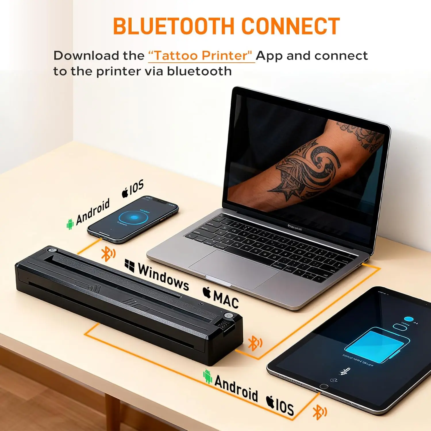 طابعة استنسل الوشم آلة نقل الوشم اللاسلكية آلة نقل الاستنسل الحراري PDF طباعة الصور ناسخة #4