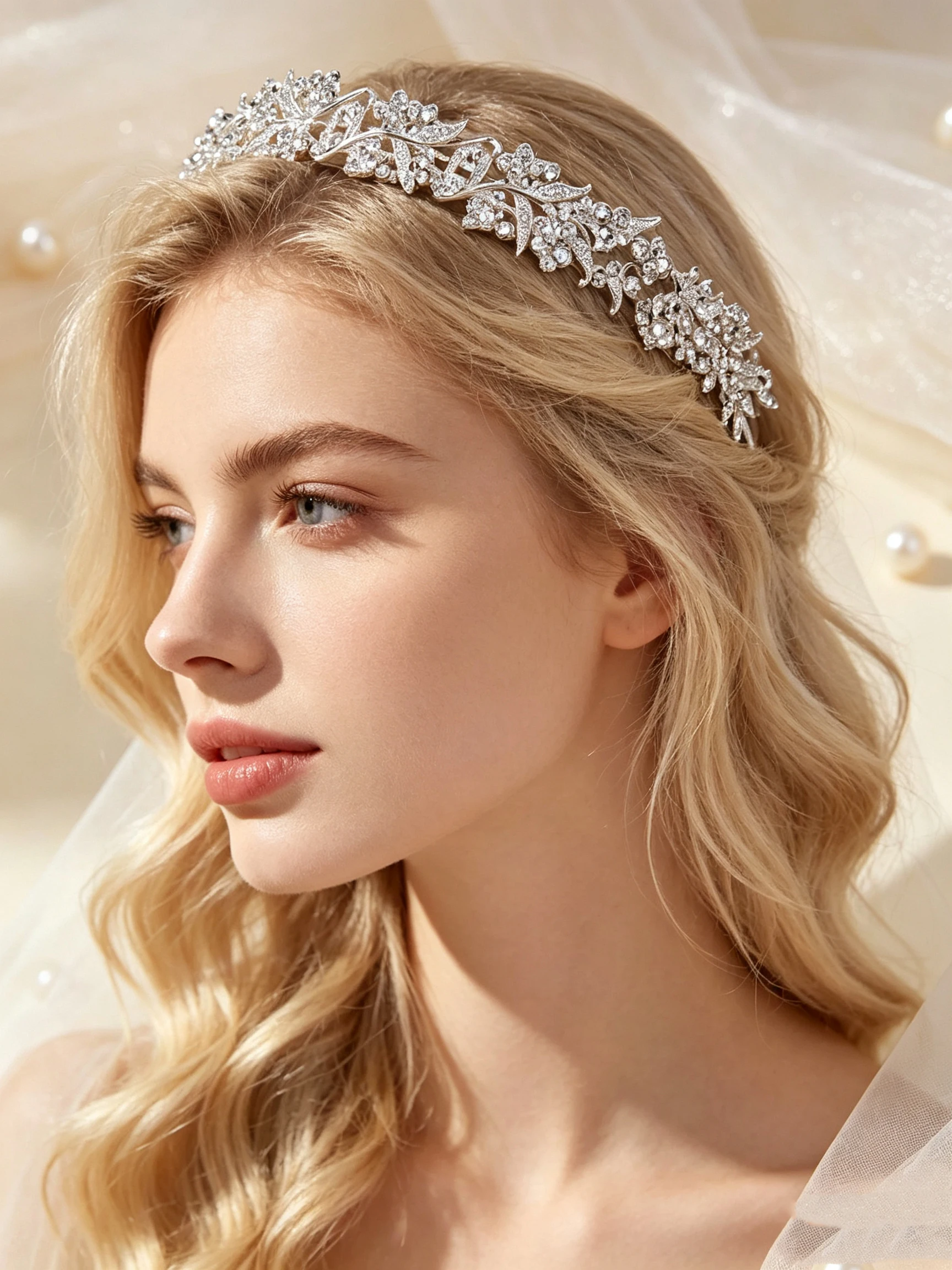 Bridal Silver Rhinestone Headband, Vintage Floral Zircon Headband, Wedding Dress Headpiece, Evening Party Dress Accessories