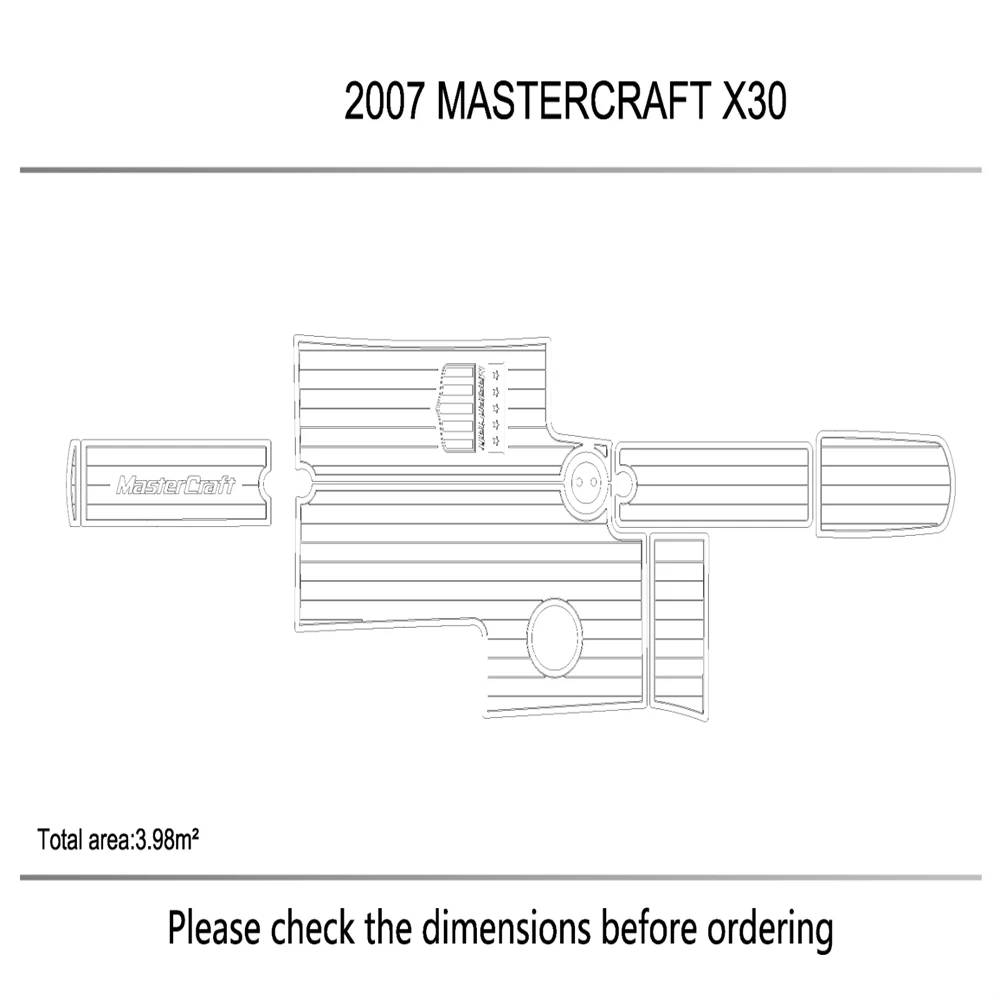 

2006-2010 mastercraft X30 cockpit EVA faux teak floor 1/4" 6mm Teak deck floor SeaDek MarineMat Gatorstep Style Self Adhesive