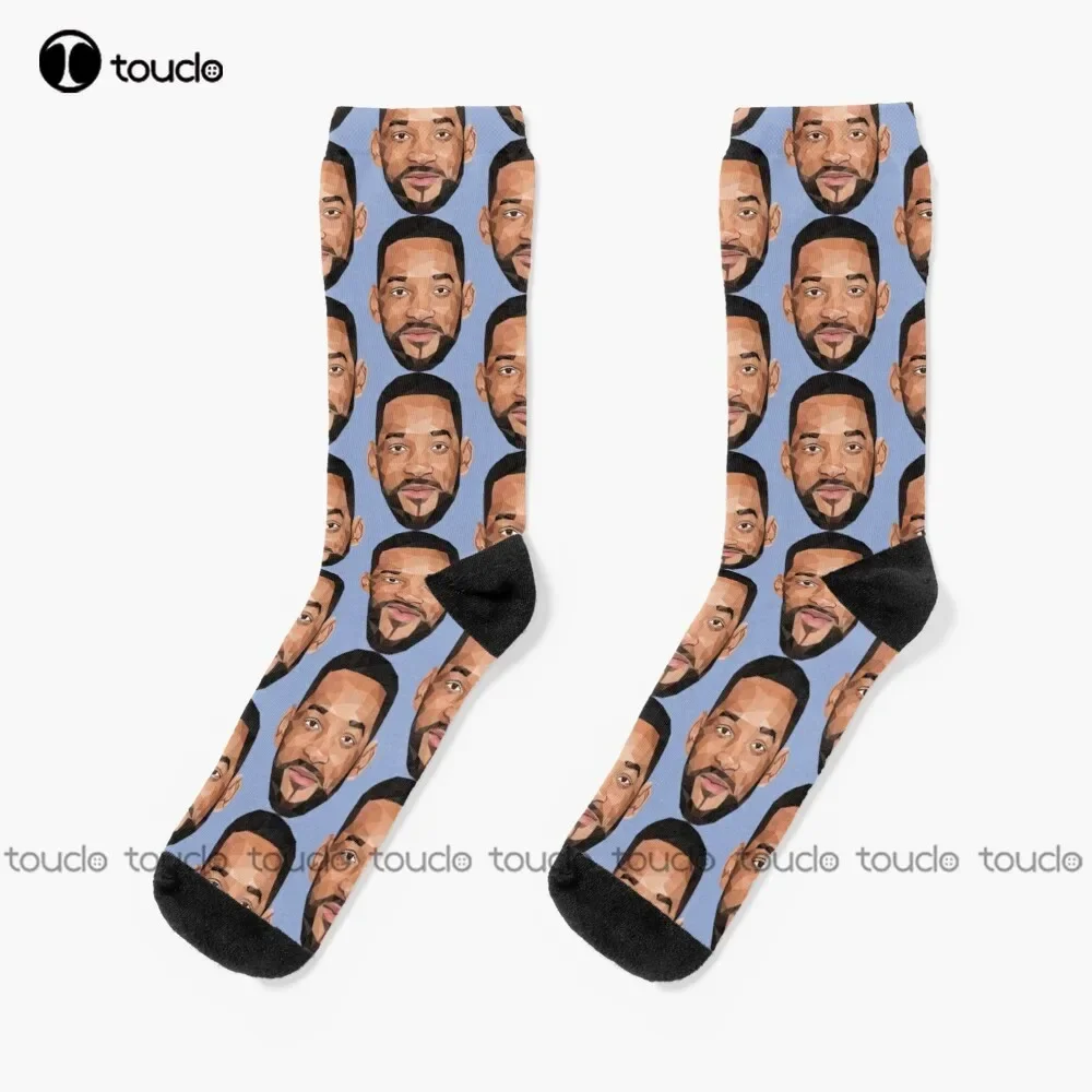 Will Smith Low Poly Art Socks Mens Novelty Socks Christmas New Year Gift 360° Digital Print Personalized Custom Hd High Quality