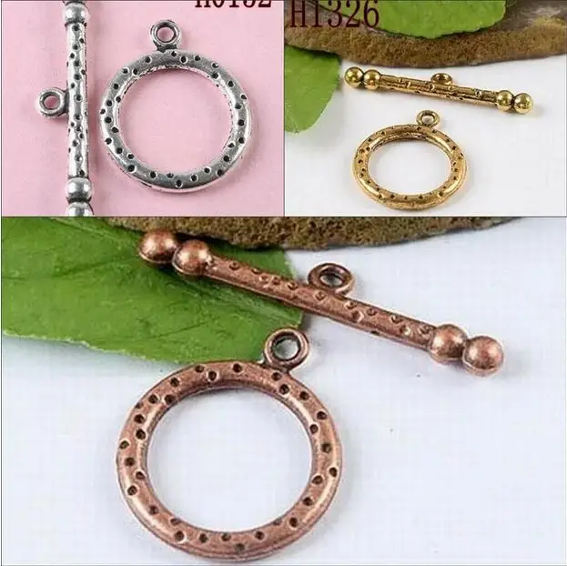 5sets RING:26x21mm,bar:36mm Tibetan silver round toggle clasps H0152