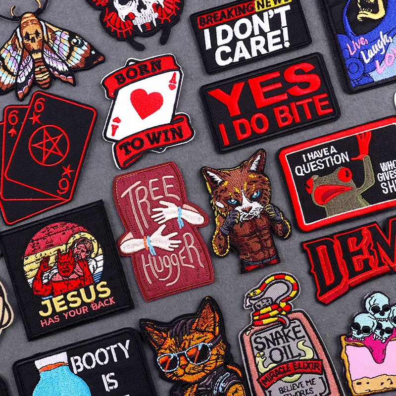 Parches termoadhesivos Hippie para planchar para ropa, parches bordados de estilo Rock para ropa, pegatinas de apliques de Jesús DIY