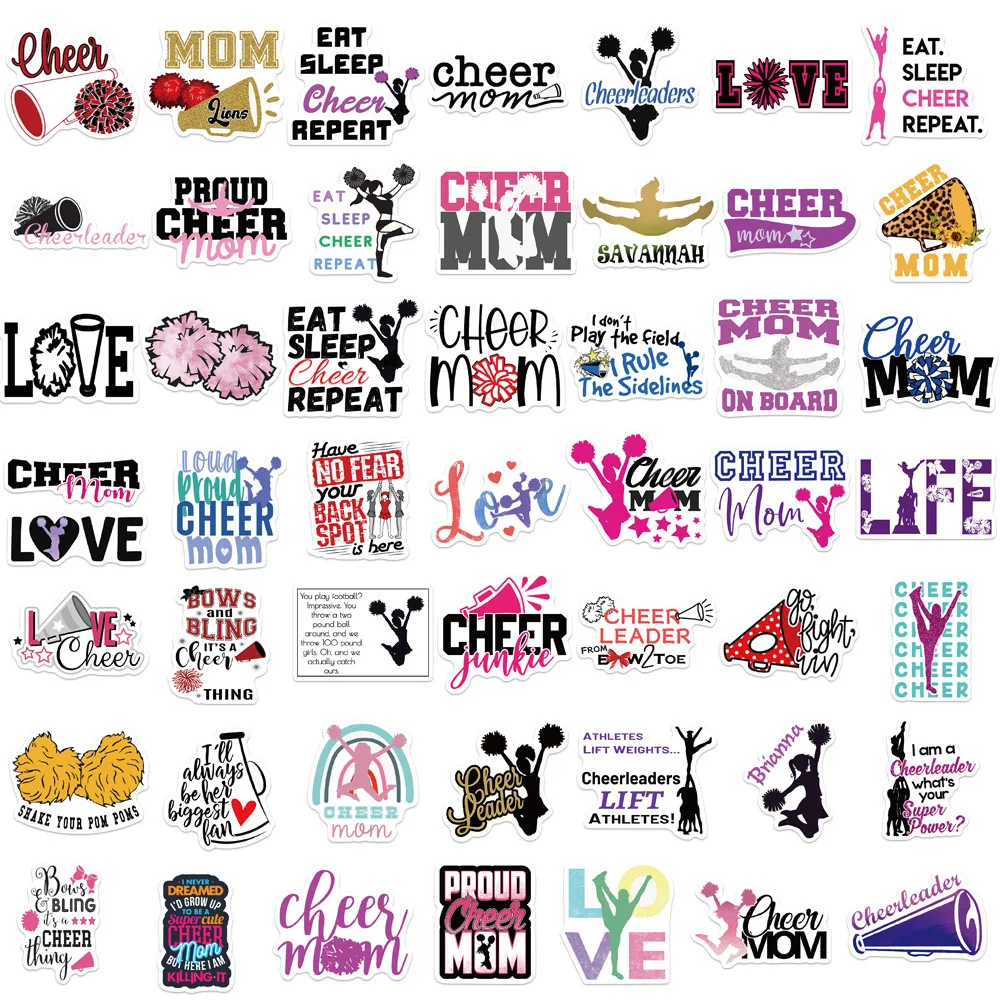 50pcs English Phrases Cheerleaders Scrapbook Stickers,Perfect Cheerleader Gift Stickers For Scrapbooking,Laptops, Phone Cases