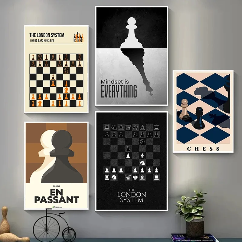 Vintage International Chess Canvas Poster Game Wall Art Picture for Living Room Bedroom Playroom Bar Club Modern Home Decor Gift