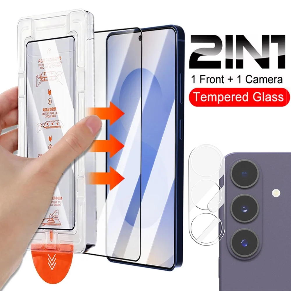

2in1 9H Tempered Glass Screen & Camera Lens Protectors For Samsung Galaxy S26 Plus Ultra Screen Protector with Easy Install Kit