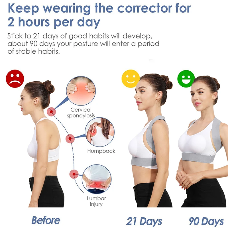 Back Posture Corrector Adjustable Neck Brace Training Equipment Home Office Man Woman Postura Shoulder Support Correction Belt