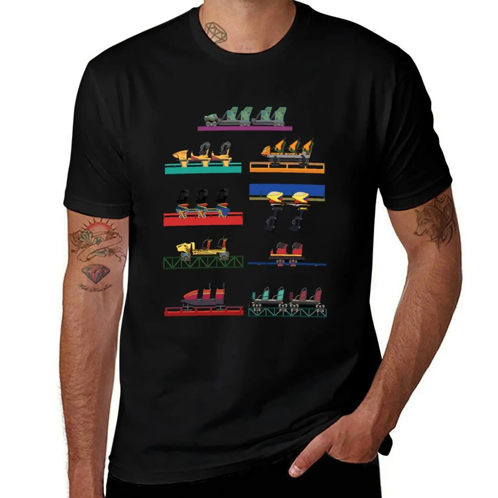 

Busch Gardens Coaster Cars V2 Design (with Iron Gwazi!) T-Shirt shirts graphic tees blacks man clothes shirts men