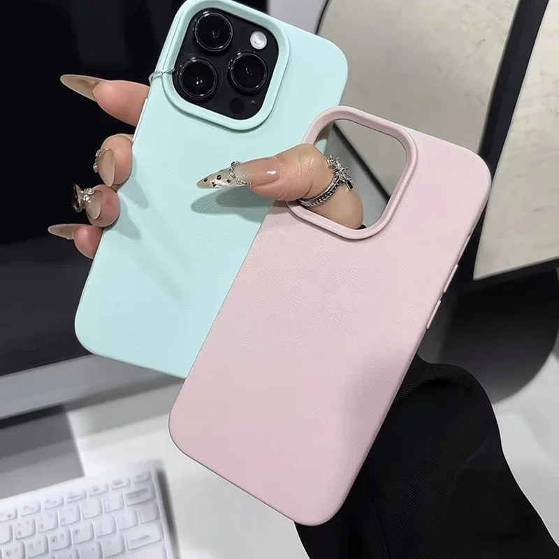 Soft Candy Color Lichee Pattern Silicone Phone Case, Shockproof Bumper Cover para iPhone 11, 12, 13, 14, 15, 16 Pro Max, Plus, X, XS, XR