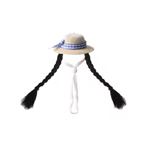 Funny Parrot Sun Hat with Elastic Strap Breathable Hamster Knitted Hat Lightweight Adjustable Double Braids Hat Photography