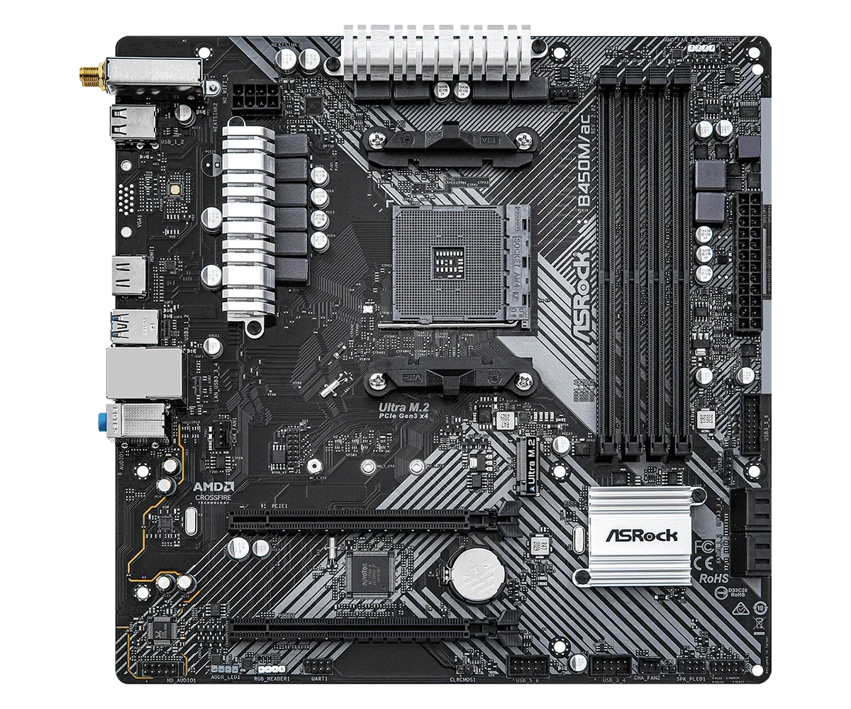 ASRock B450M Motherboard B450M/ac R2.0 Motherboard Socket AM4 Ryzen 5 5600G 5300G 5700 3900 1500 cpus DDR4 128GB Micro ATX M.2 view 2