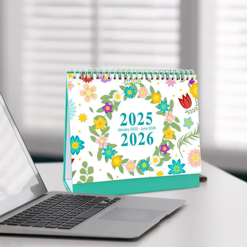 Floral Desk Calendar 2025 7x8inches Tear-Away Table Calendar Thick Paper Floral 18 Months Desk Calendar Desktop Calendar