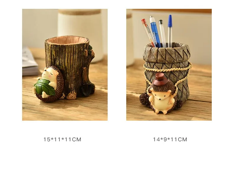 Christmas gift hedgehog pen holder decoration creative home decoration resin crafts home decor  figurine