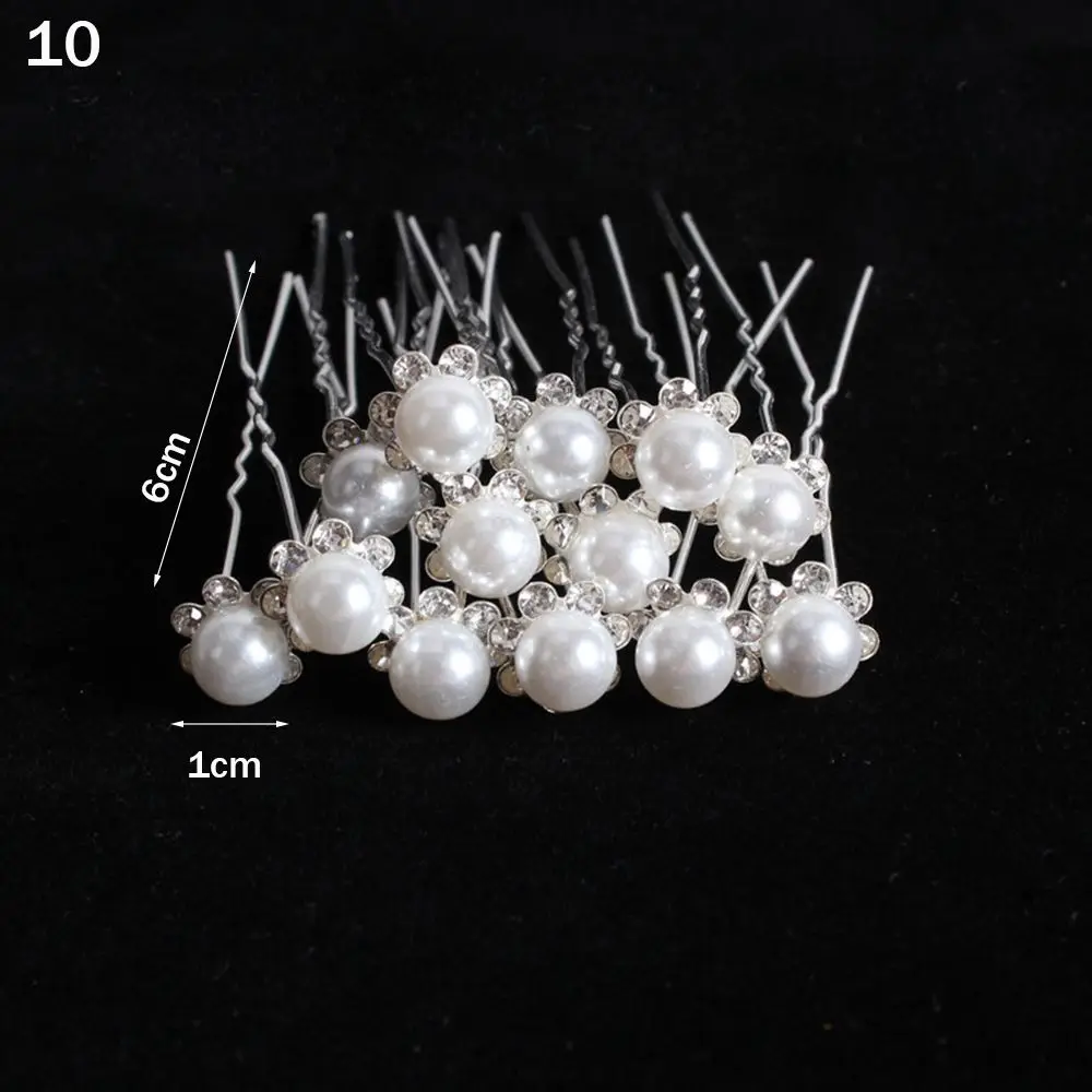 Rhinestone Hair Pins Forks Bridal Tiara Hair Accessories Flower Hairpin Stick Bridal Hairpin U Shaped Hair Clip Bride Headpiece