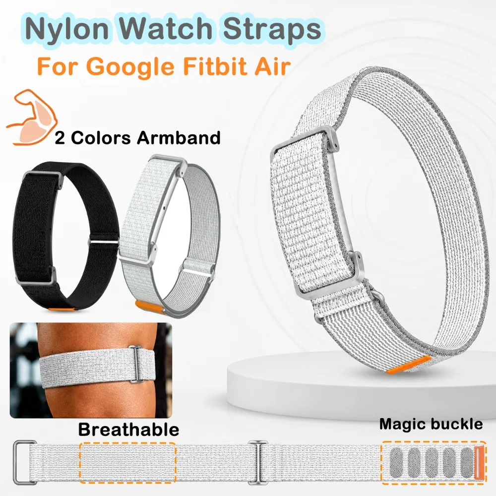 2PC Soft Nylon Woven Wristband for Google Fitbit Air Unisex Lightweight Sweat Resistant Replacement Strap for Google Fitbit Air
