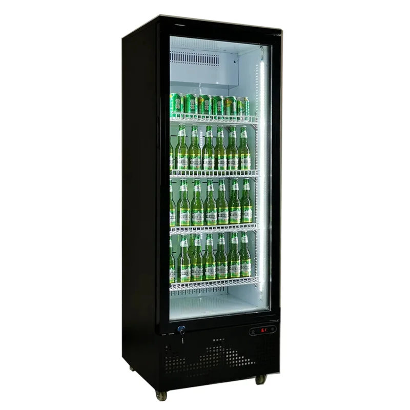 

Upright Glass Door Chiller Beverage Showcase Cooler Cold Drink Slim Vertical Glass Door Refrigerator