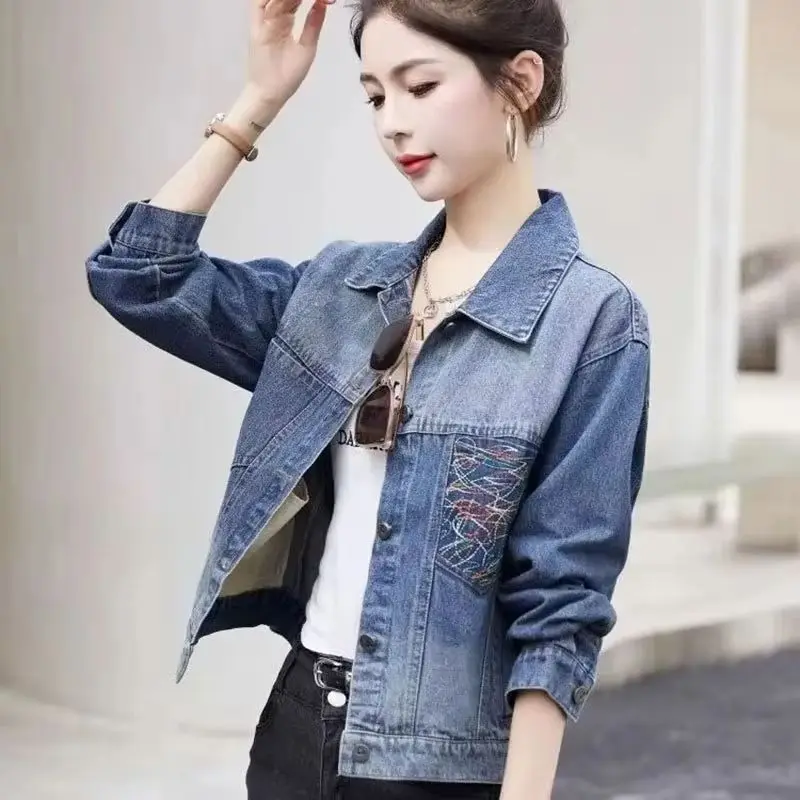

Fashion Women Denim Jacket Cowboy Short Coat Female 2025New Spring Autumn Korean Edition Loose Jeans Outerwear Casual Ladies Top