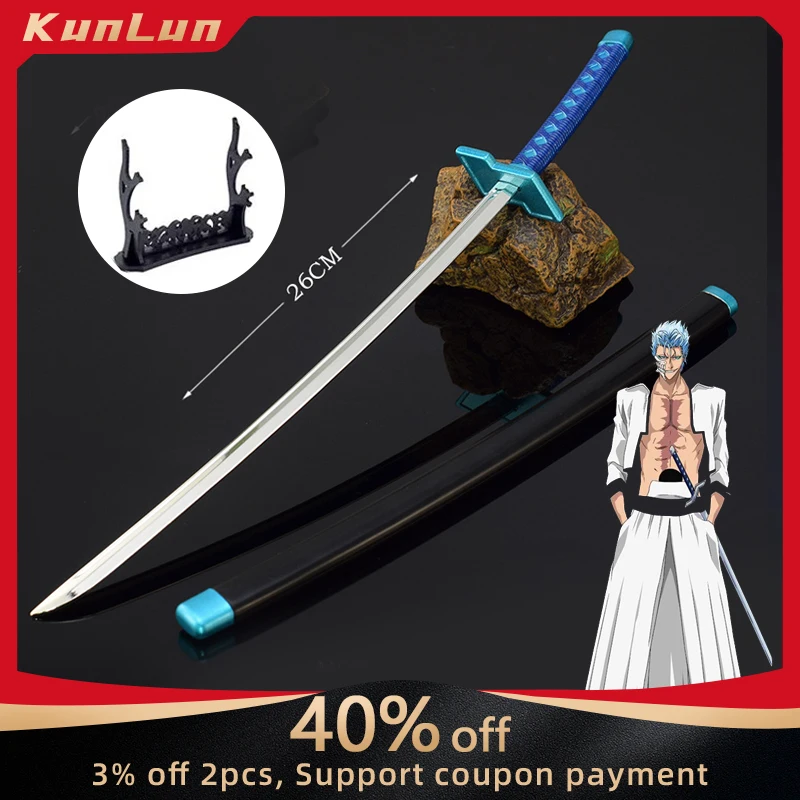 26cm Anime Kurosaki Ichigo Peripherals Grimmjow Jaegerjaques Weapon Tora Sword Real Steel Katana Collectible Cosplay Toys Knife