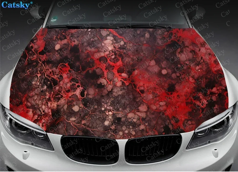 Bloody Grunge Texture Car Hood Vinyl Stickers Wrap Vinyl Film Engine Cover Decals Sticker Universal Car Hood Protective Film