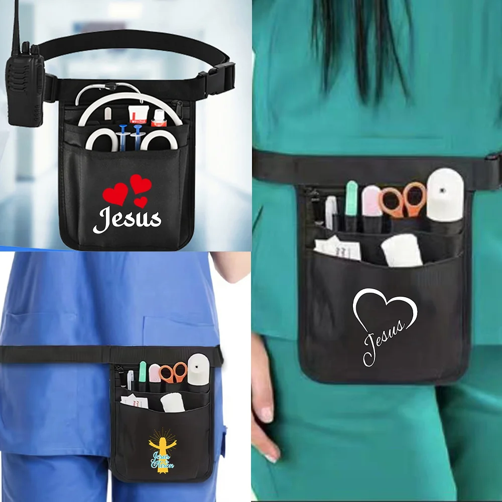

Practical Multi Pocket Waist Bag jesus Print with Organized Layout and Secure Zipper for Storing Small Tools and Personal Items